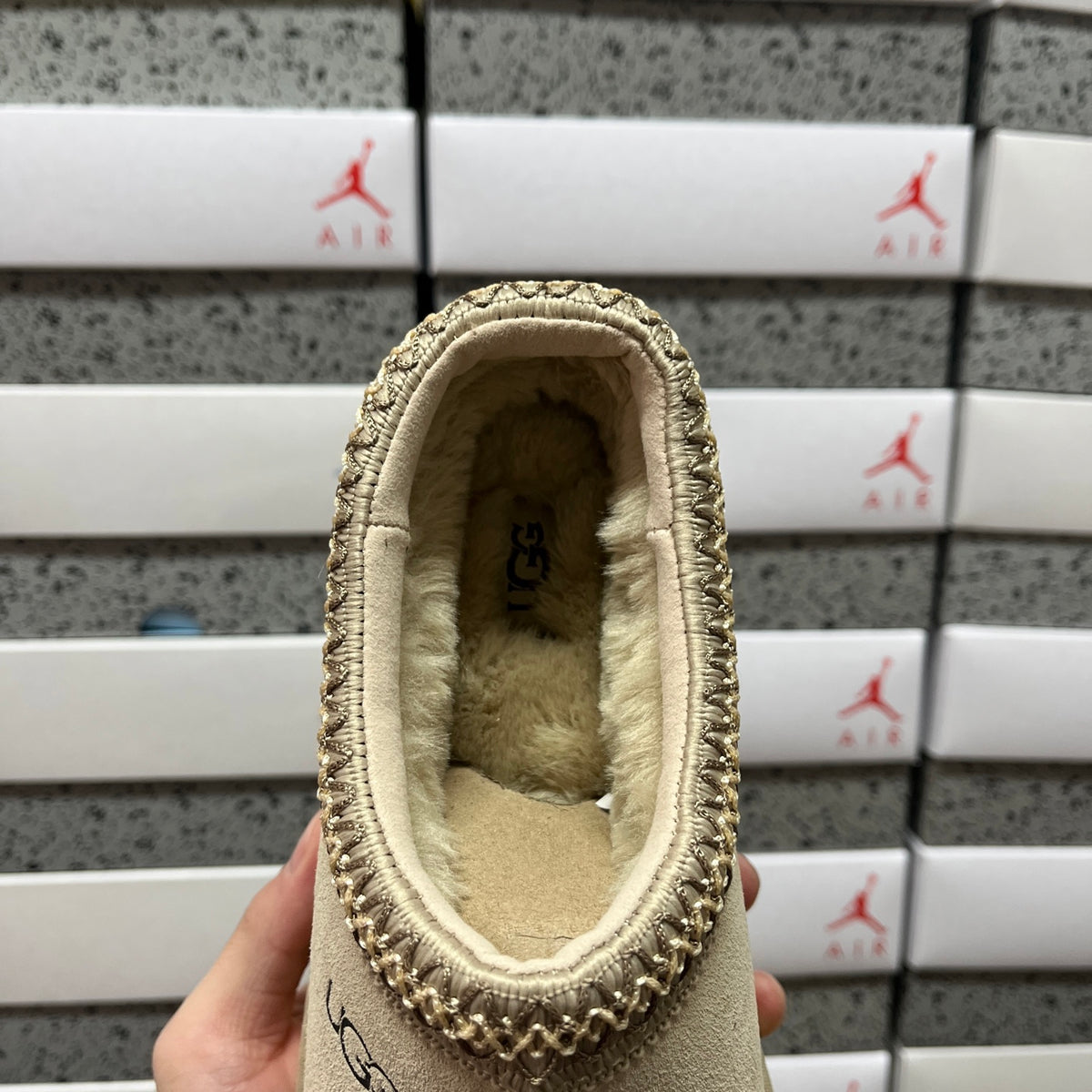 UGG Braided-Trim Slip-On Slippers in Mustard Seed – Style 5955