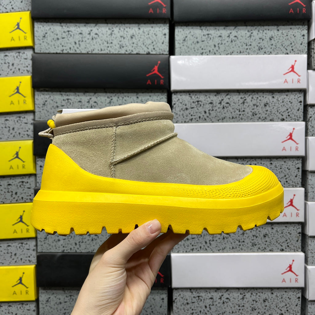 UGG Chunky-Sole Slip-On Ankle Boots in Beige & Yellow