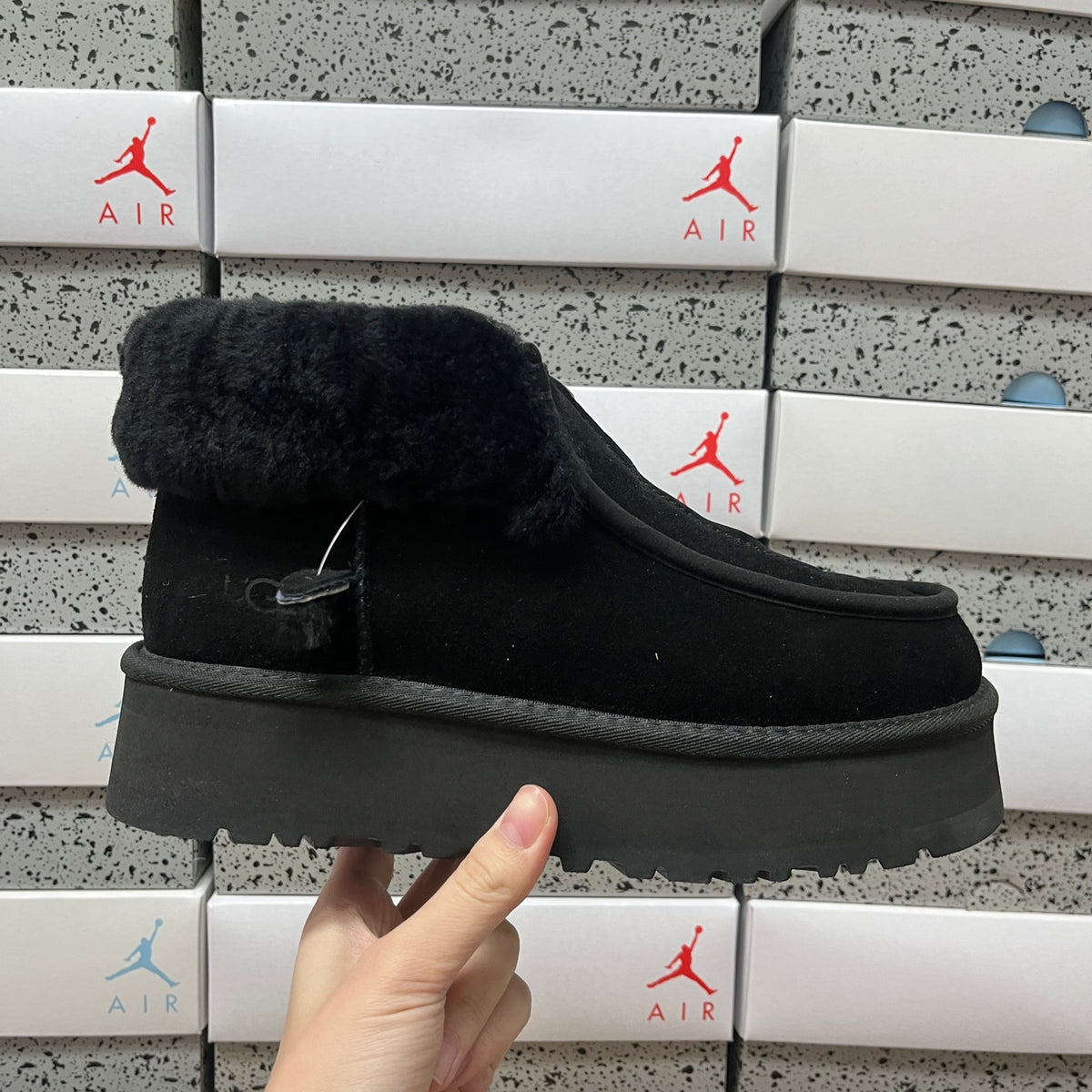 UGG Plush-Collar Platform Ankle Boots in Black – Style 2551