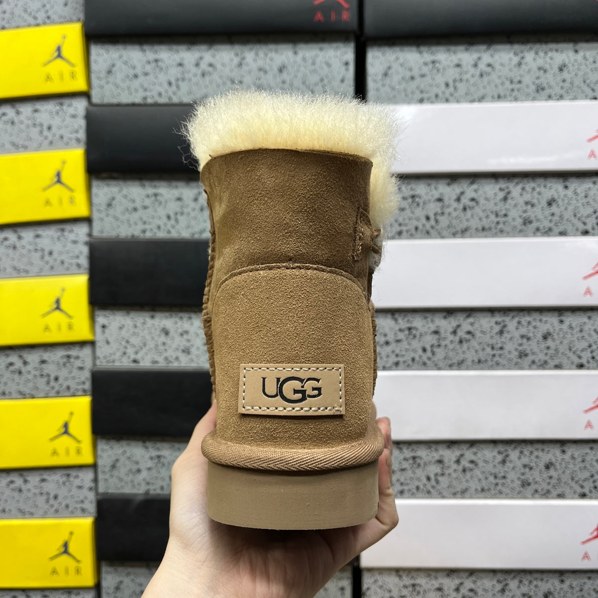 UGG Mini Bailey Button II Boots in Chestnut