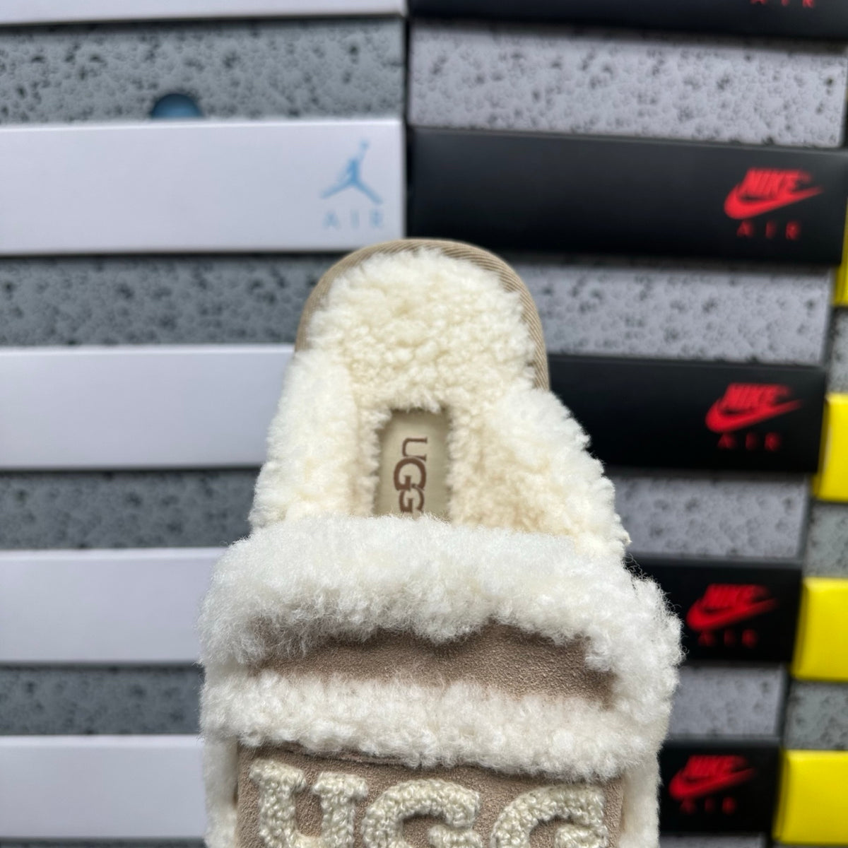 UGG Plush-Trim Mule Slippers in Khaki – Style 5095