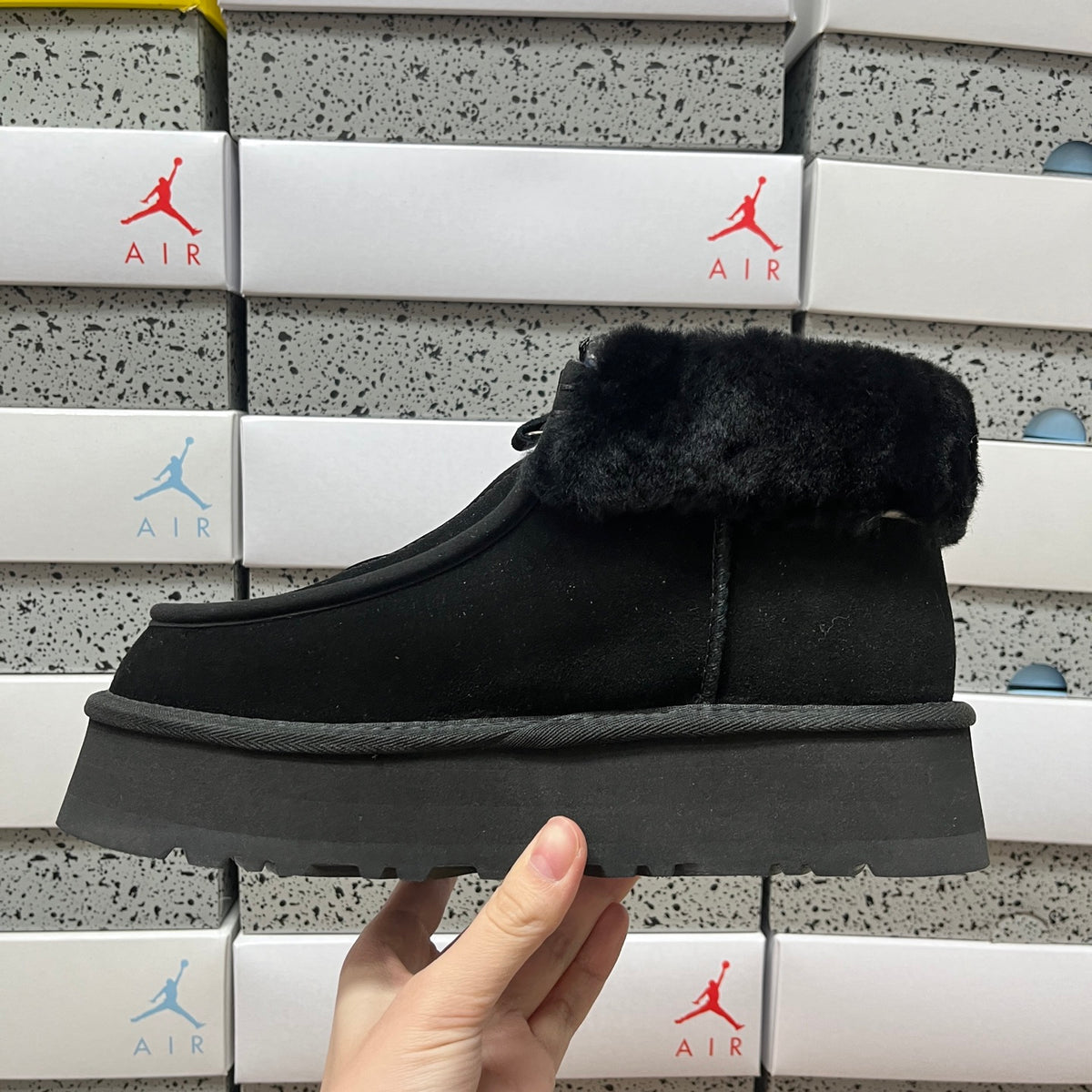 UGG Plush-Collar Platform Ankle Boots in Black – Style 2551