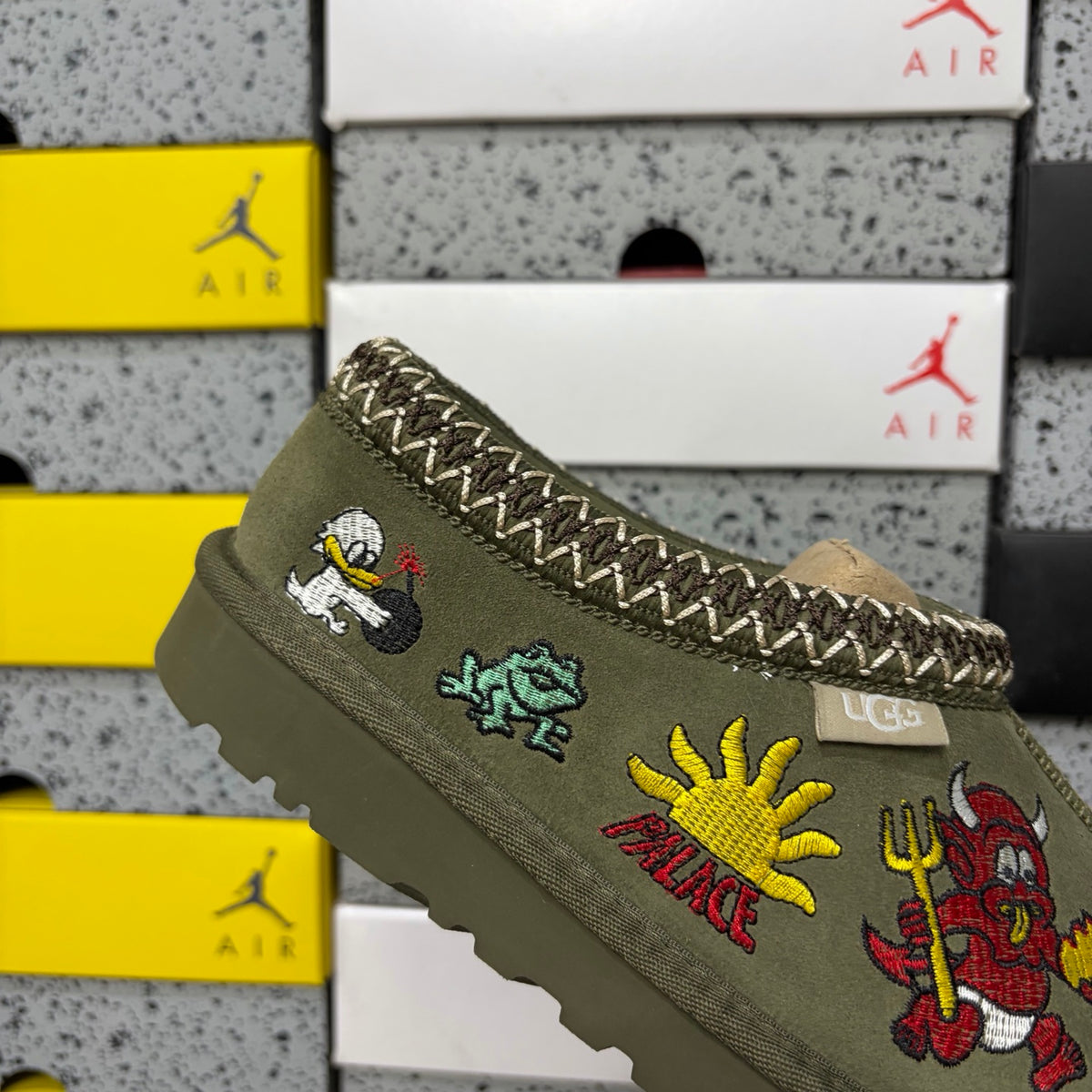 UGG Cartoon-Embroidered Slip-On Shoes in Green – Style 2553