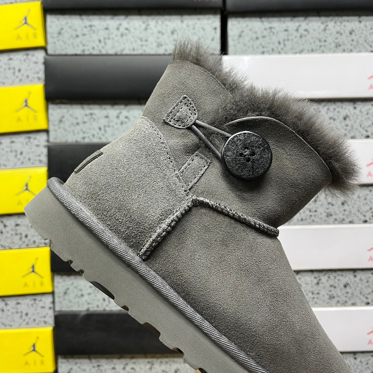 UGG Mini Bailey Button II Boots in Grey