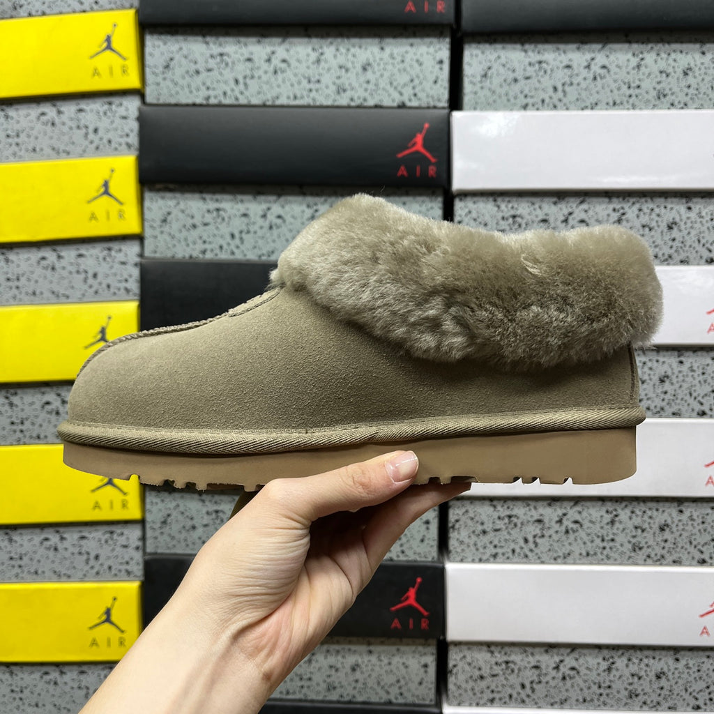 UGG Tazzette Plush-Collar Slip-On Shoes in Antelope Brown