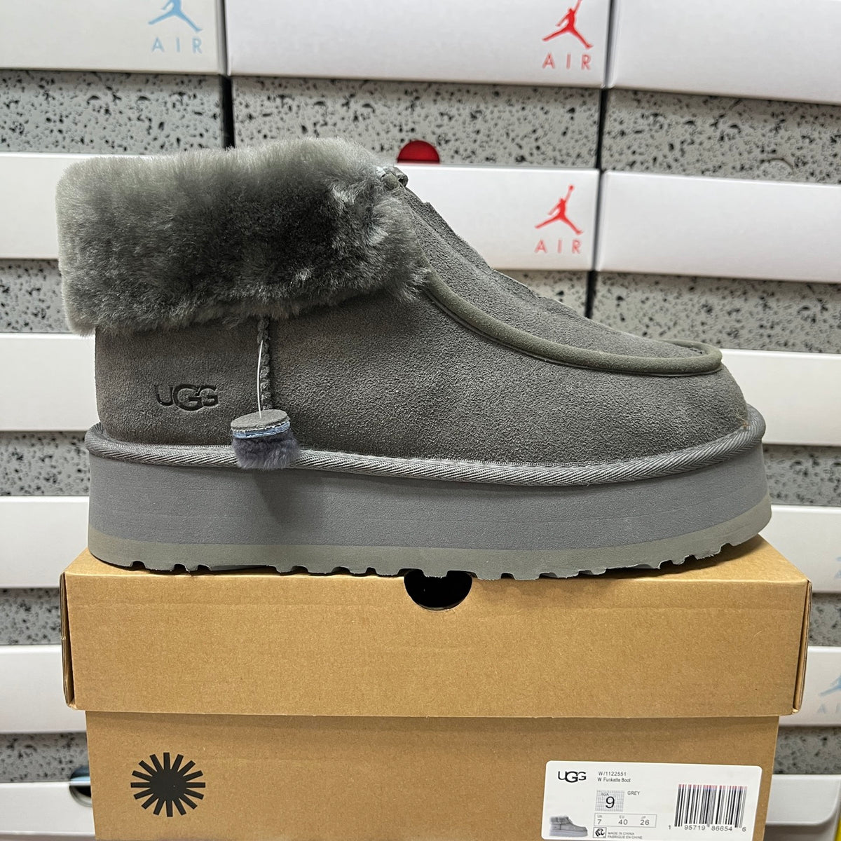 UGG Black Platform Ankle Boots with Plush Collar – Style 2551