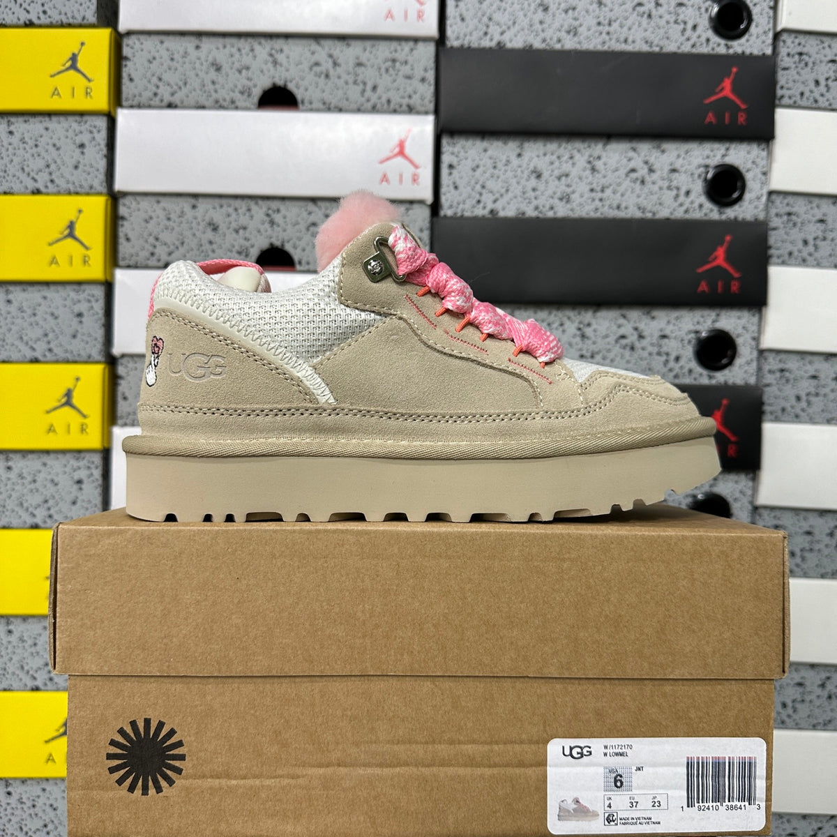 UGG Low-Top Lace-Up Shoes in White & Pink – Style 4032
