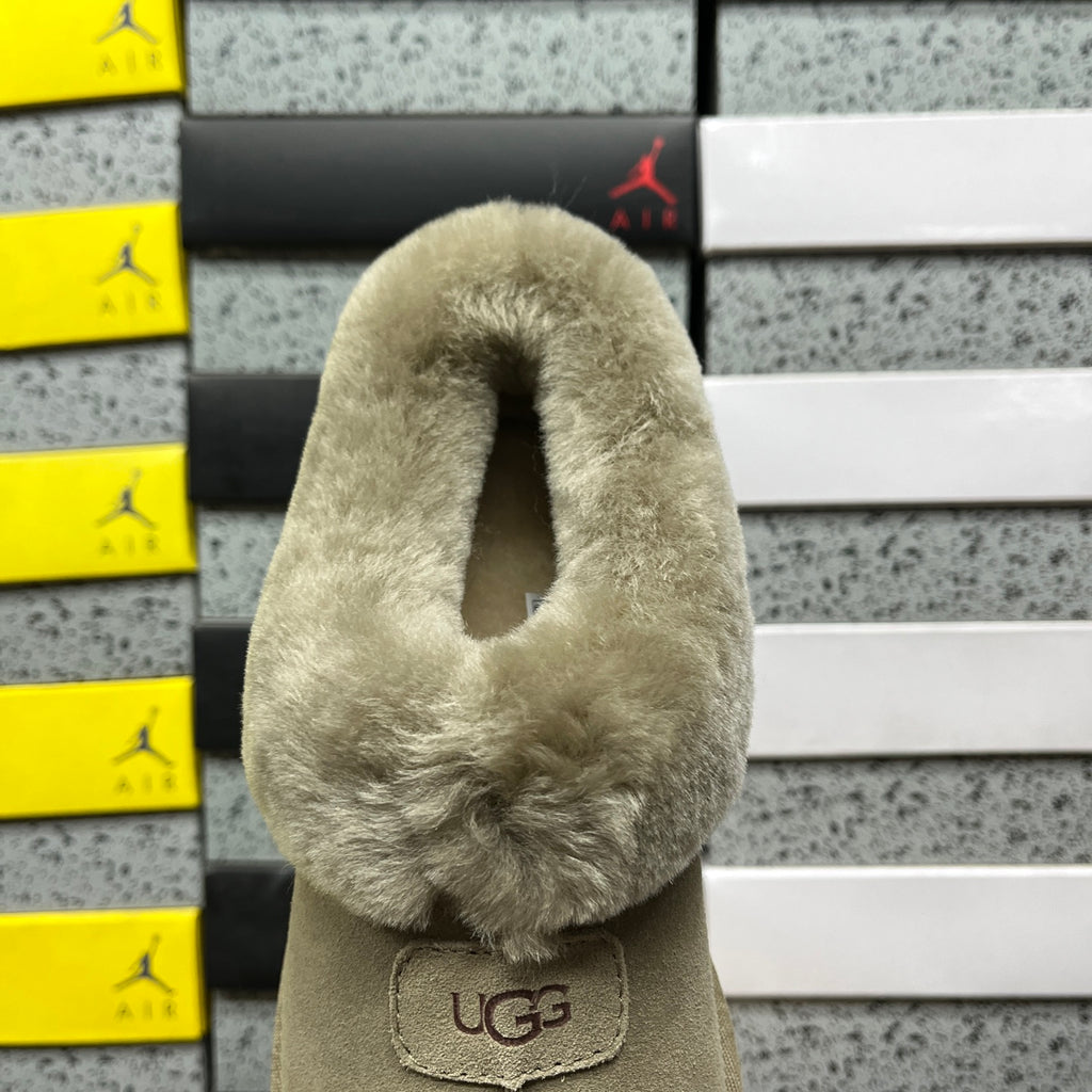 UGG Tazzette Plush-Collar Slip-On Shoes in Antelope Brown