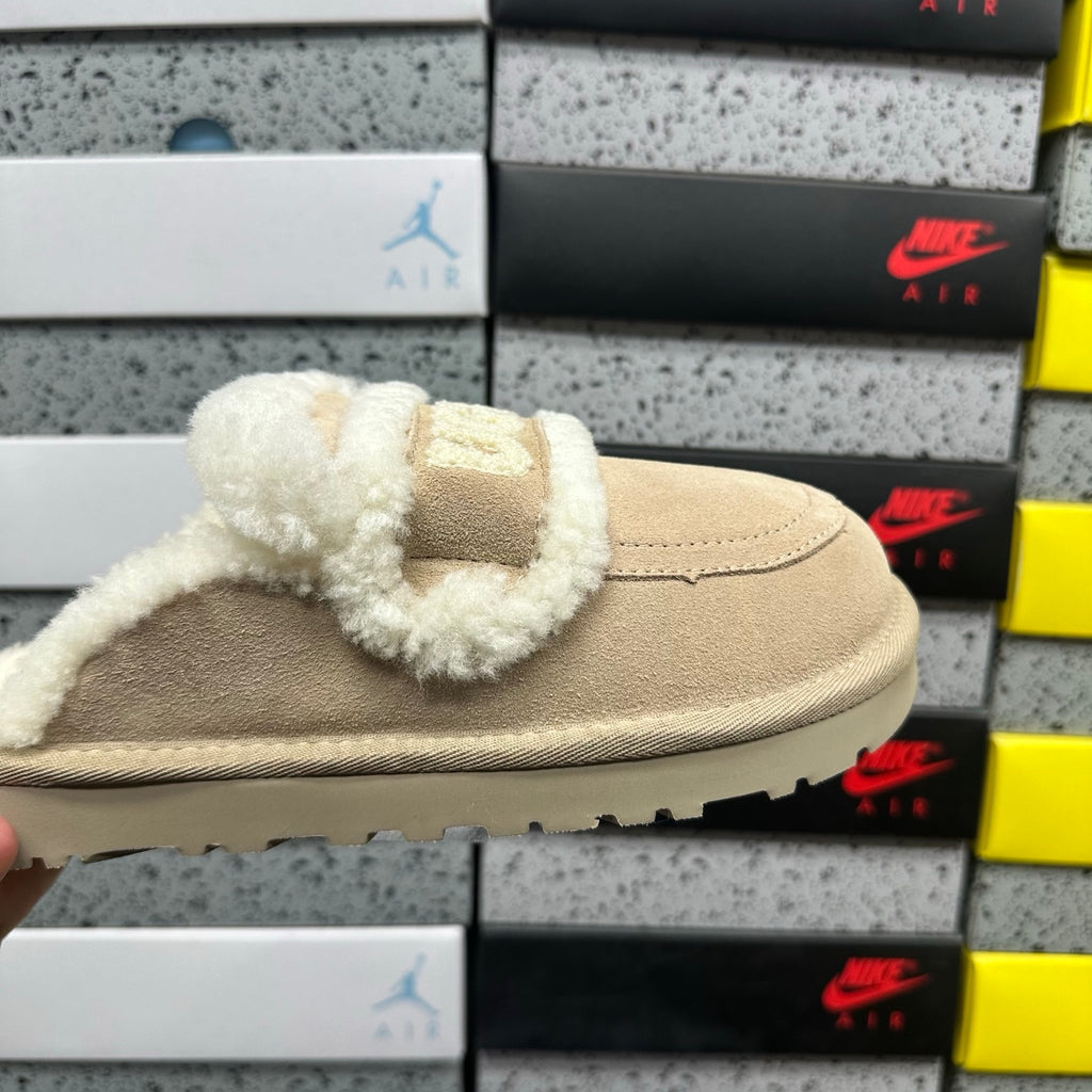 UGG Plush-Trim Mule Slippers in Khaki – Style 5095