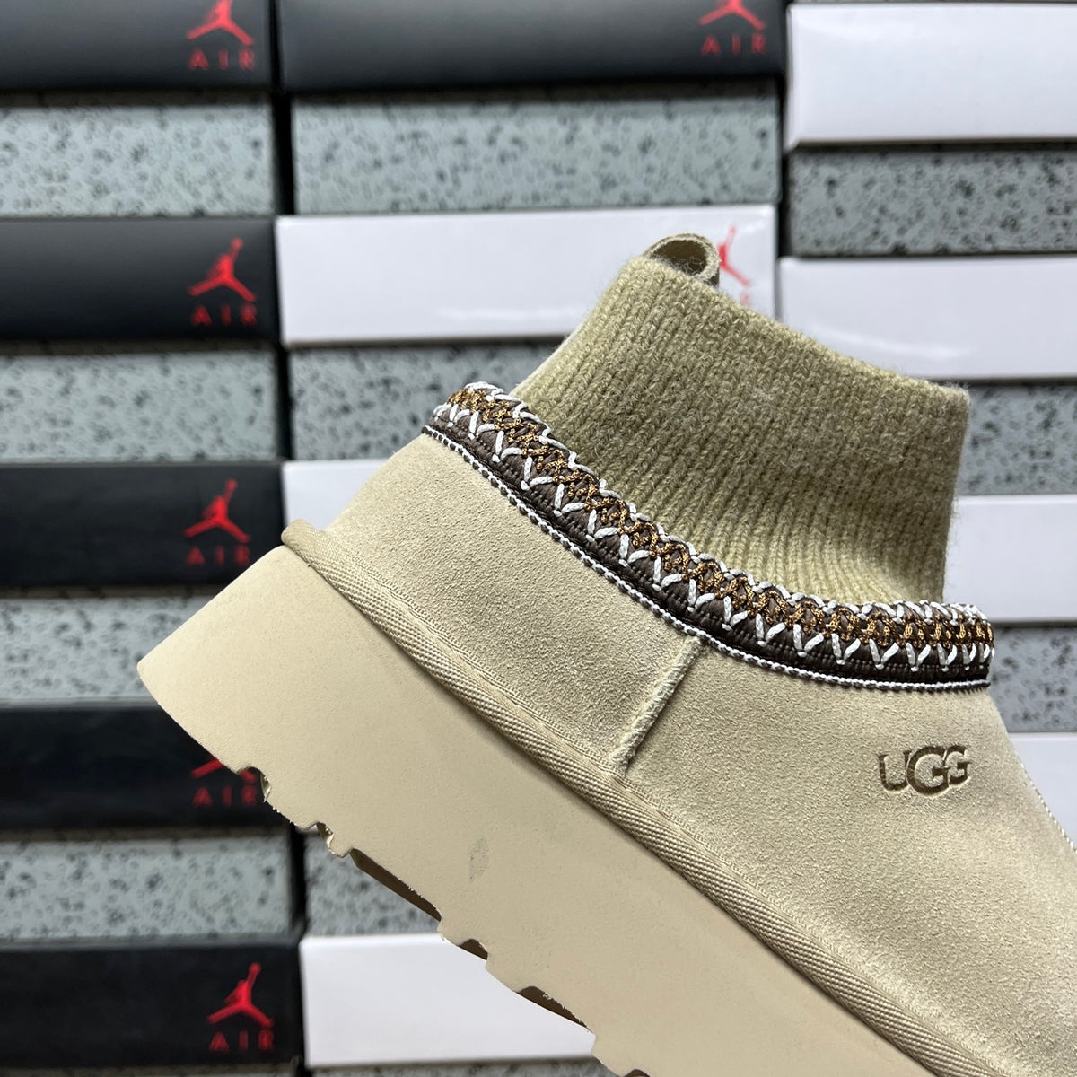 UGG Platform Sock-Collar Boots in Mustard Seed