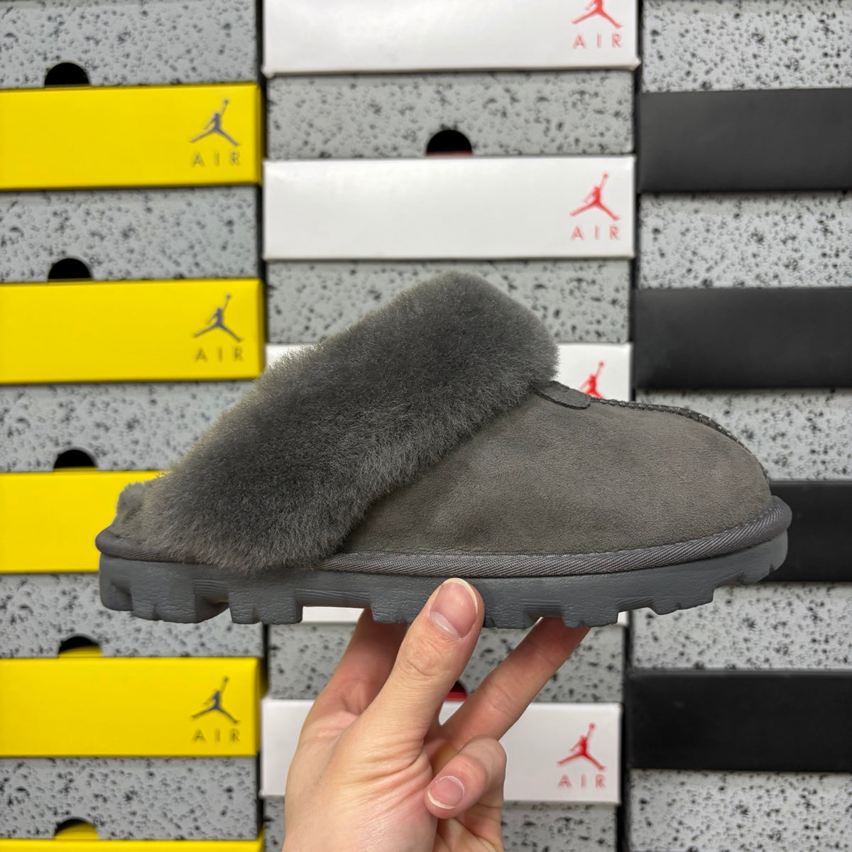 UGG Plush-Collar Mule Slippers in Grey – Style 5125