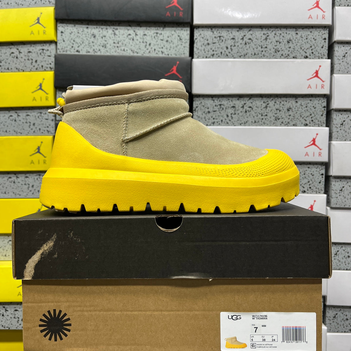 UGG Chunky-Sole Slip-On Ankle Boots in Beige & Yellow