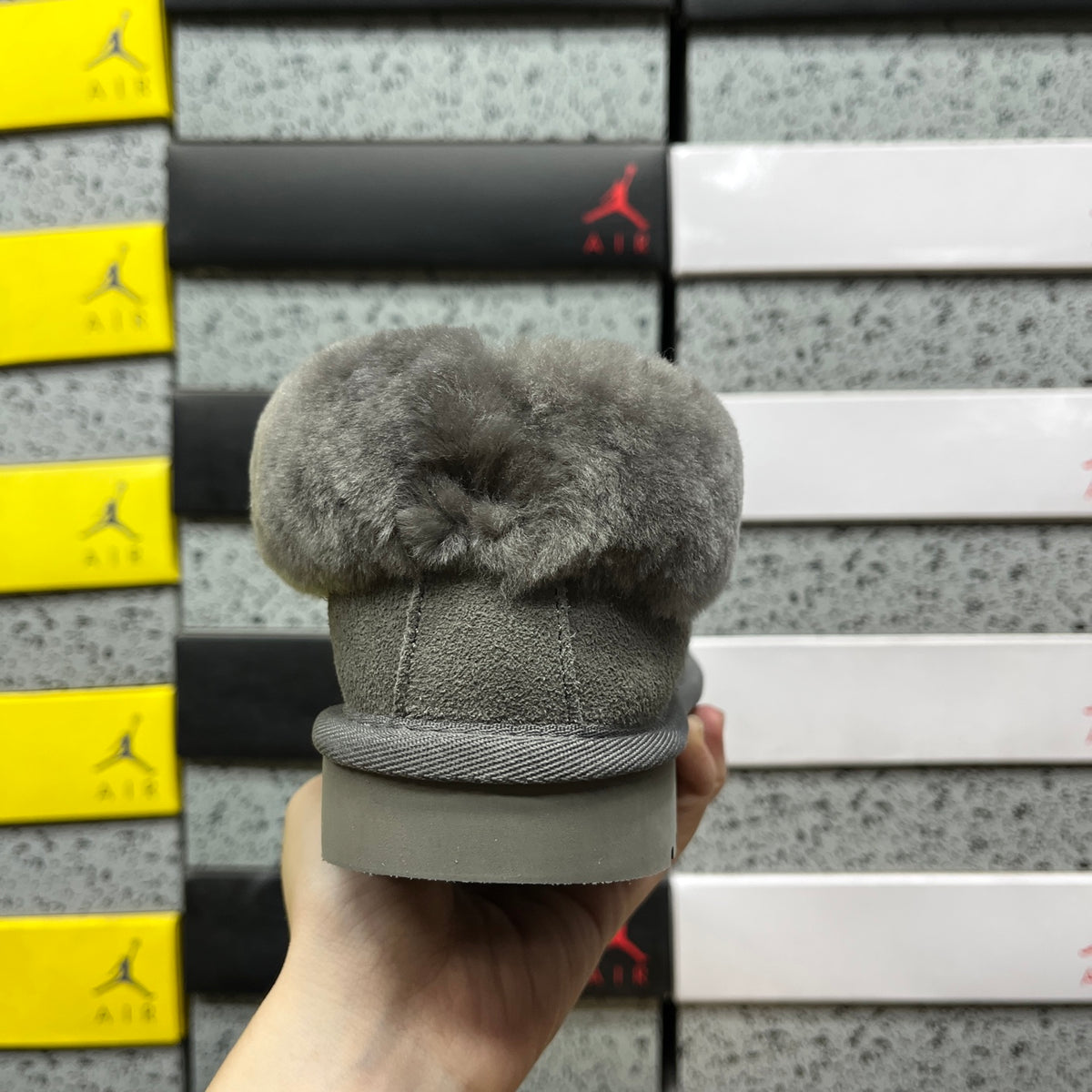 UGG Plush-Collar Slip-On Shoes in Grey