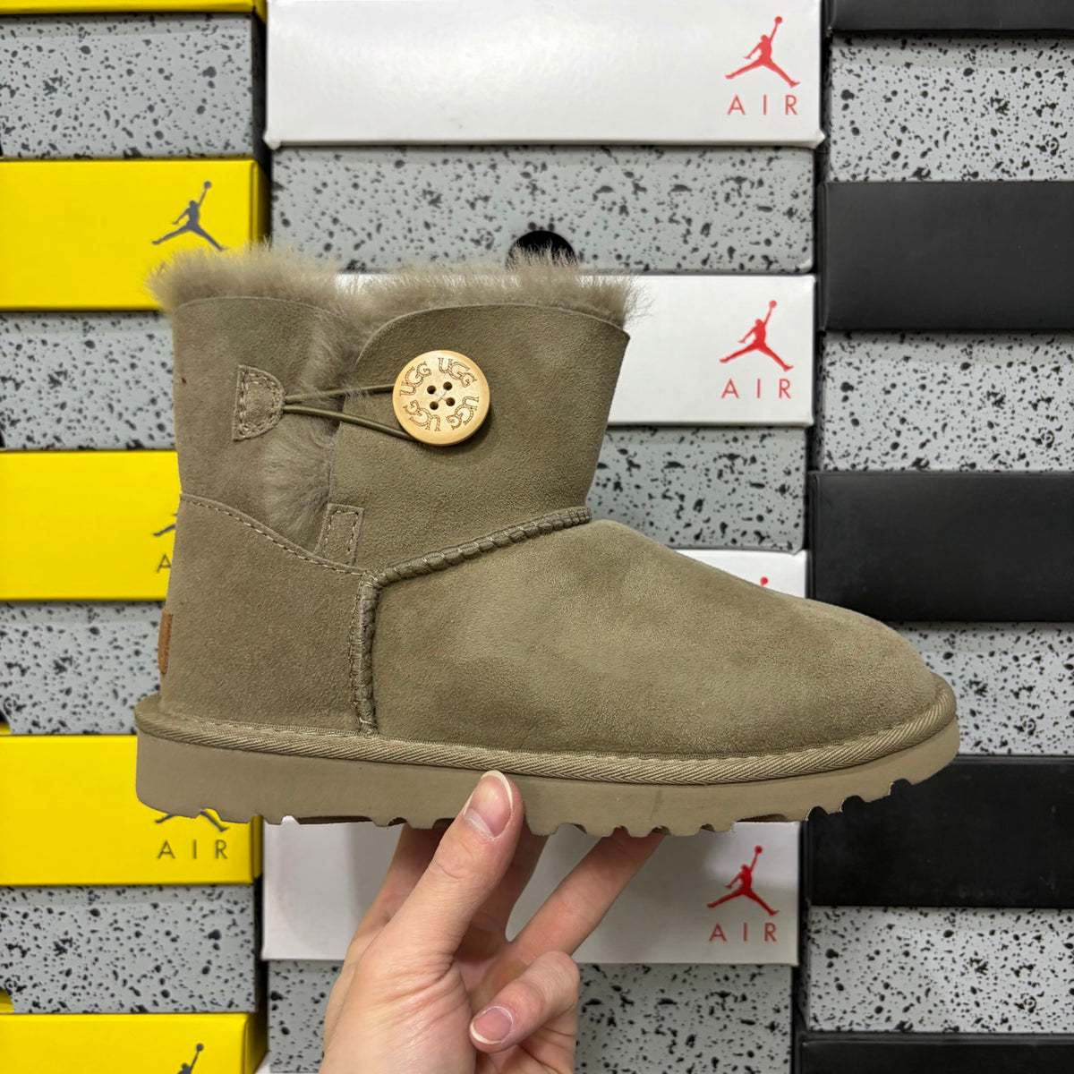 UGG Button-Detail Mid-Calf Boots in Antelope Brown