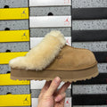 UGG Chestnut Platform Slippers with Plush Collar – 3 cm