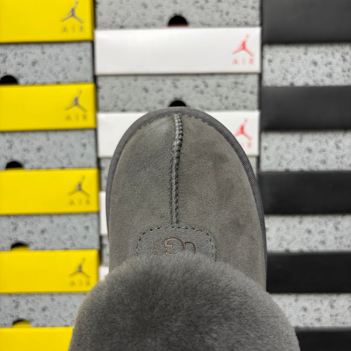 UGG Plush-Collar Mule Slippers in Grey – Style 5125