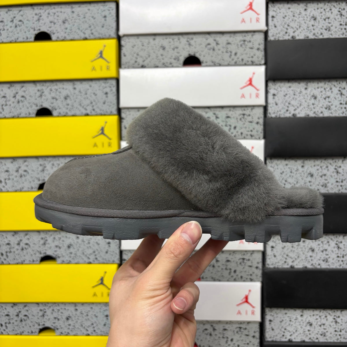 UGG Plush-Collar Mule Slippers in Grey – Style 5125