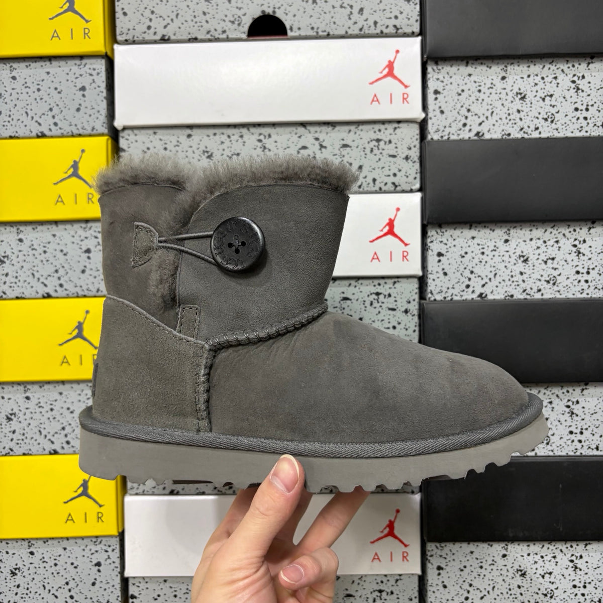 UGG Button-Detail Mid-Calf Boots in Grey