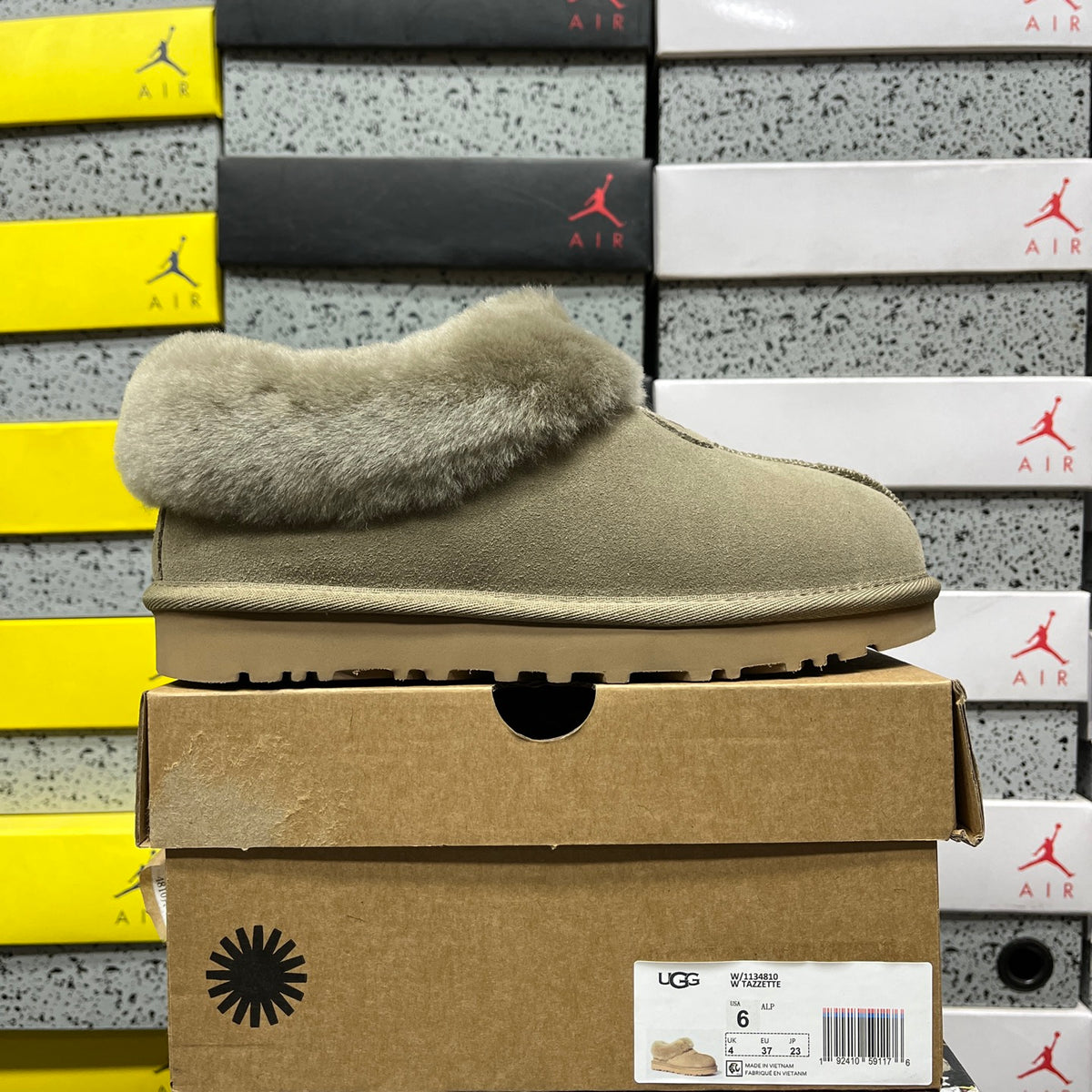 UGG Tazzette Plush-Collar Slip-On Shoes in Antelope Brown