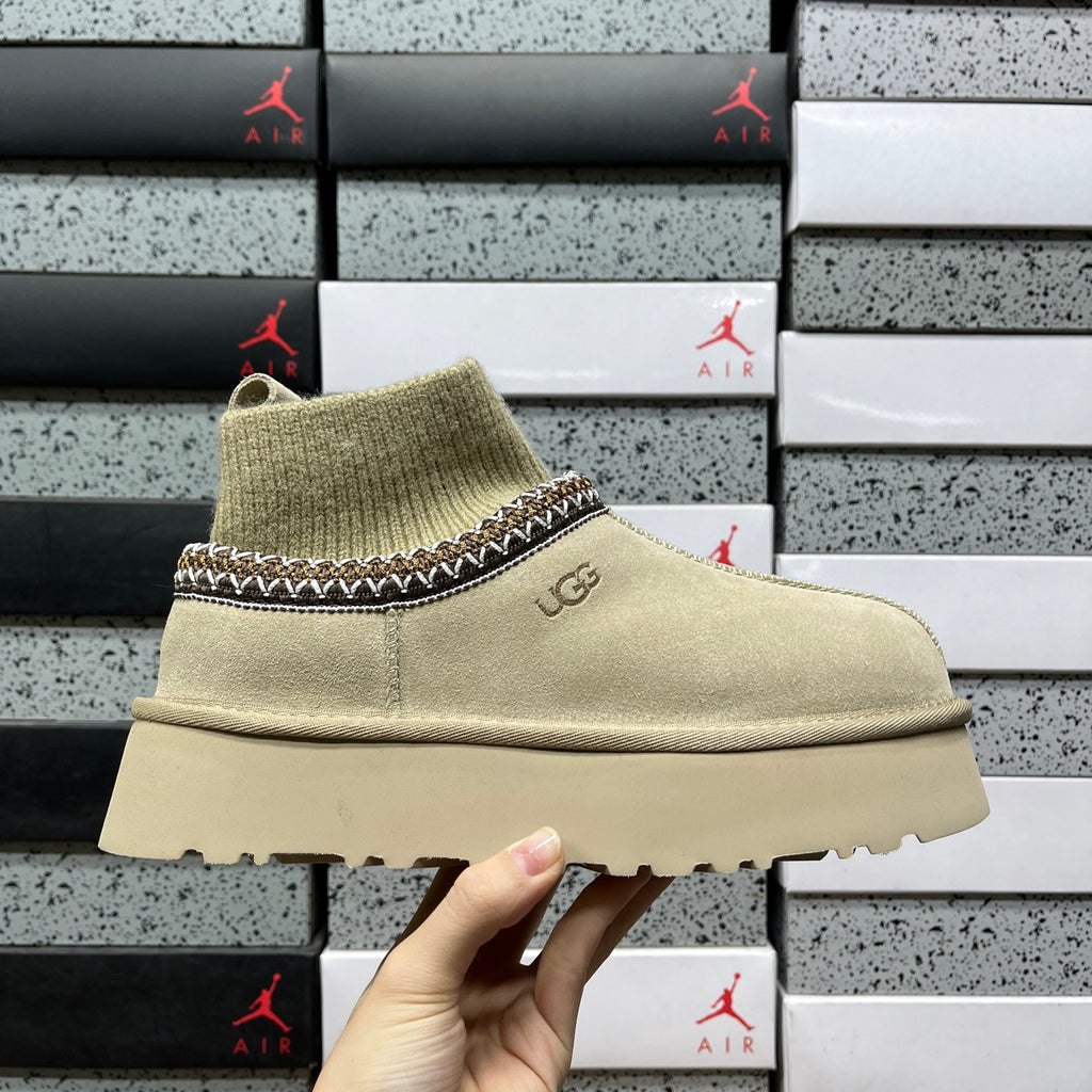 UGG Platform Sock-Collar Boots in Mustard Seed
