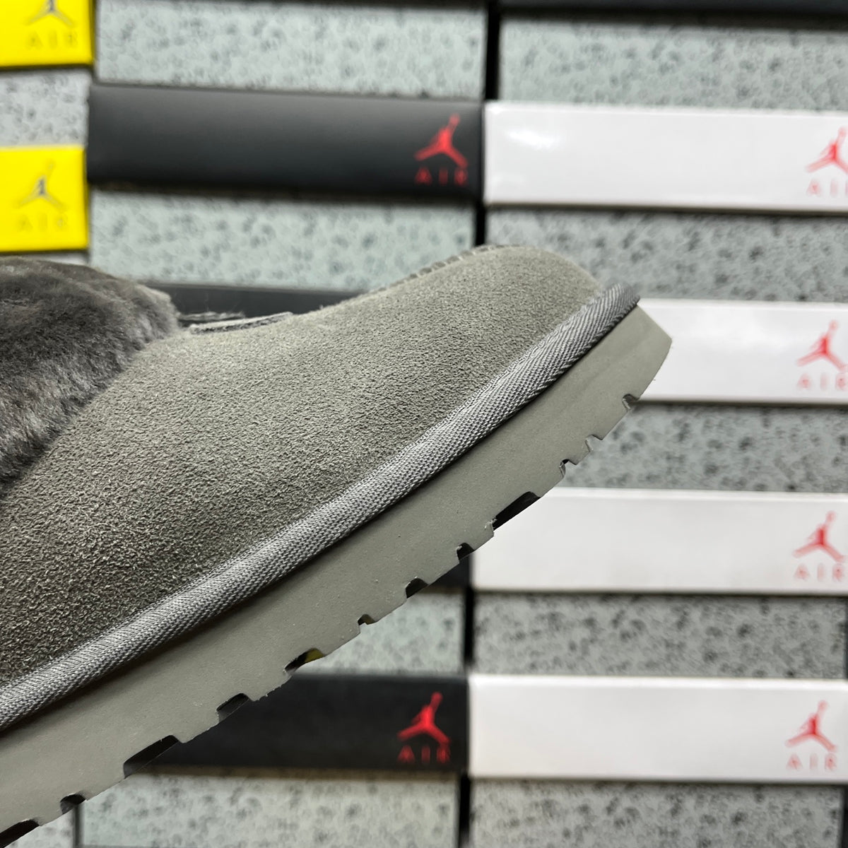 UGG Plush-Collar Slip-On Shoes in Grey