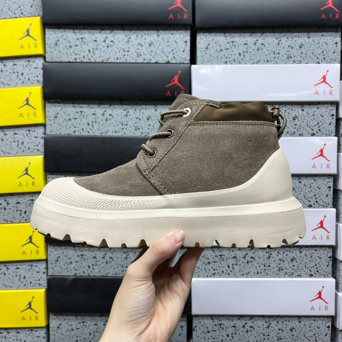 UGG Lace-Up Ankle Boots in Walnut Brown & Cream