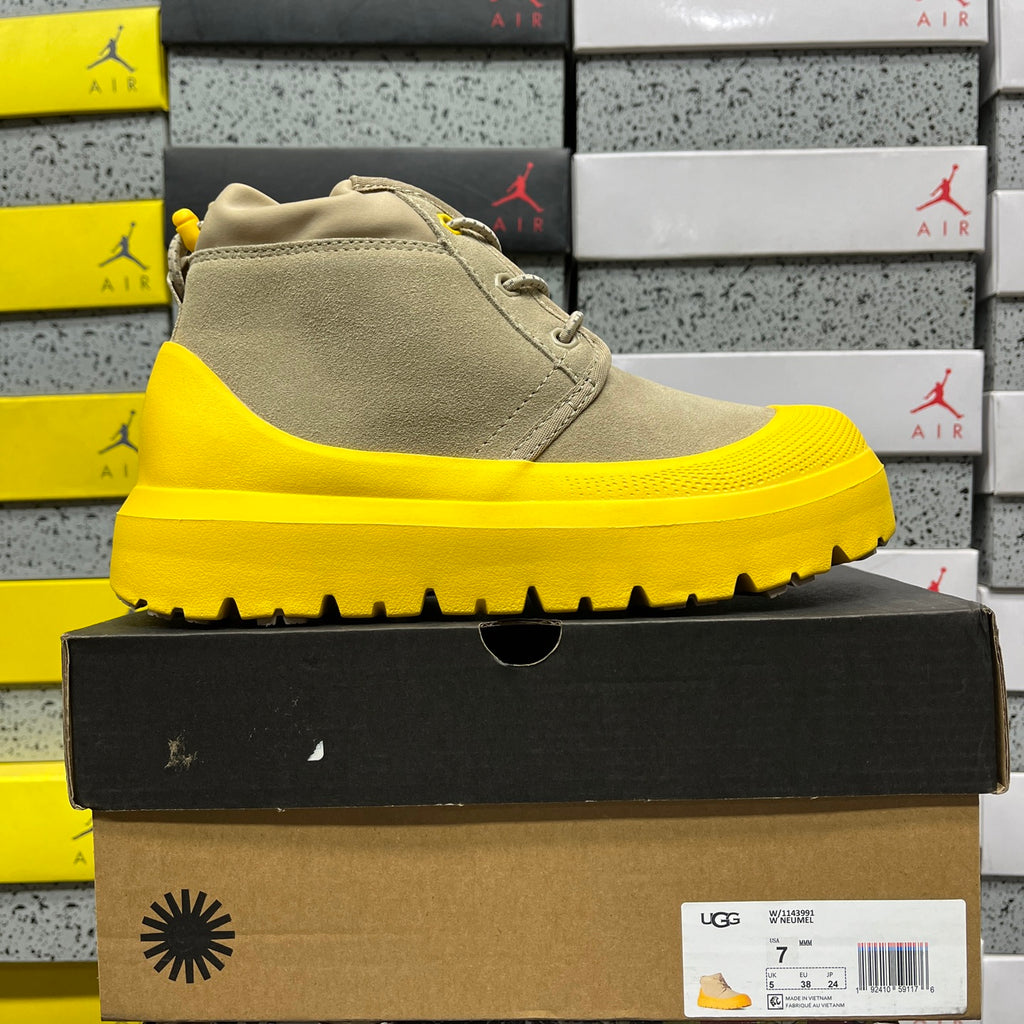 UGG Neumel Chunky-Sole Lace-Up Boots in Beige & Yellow