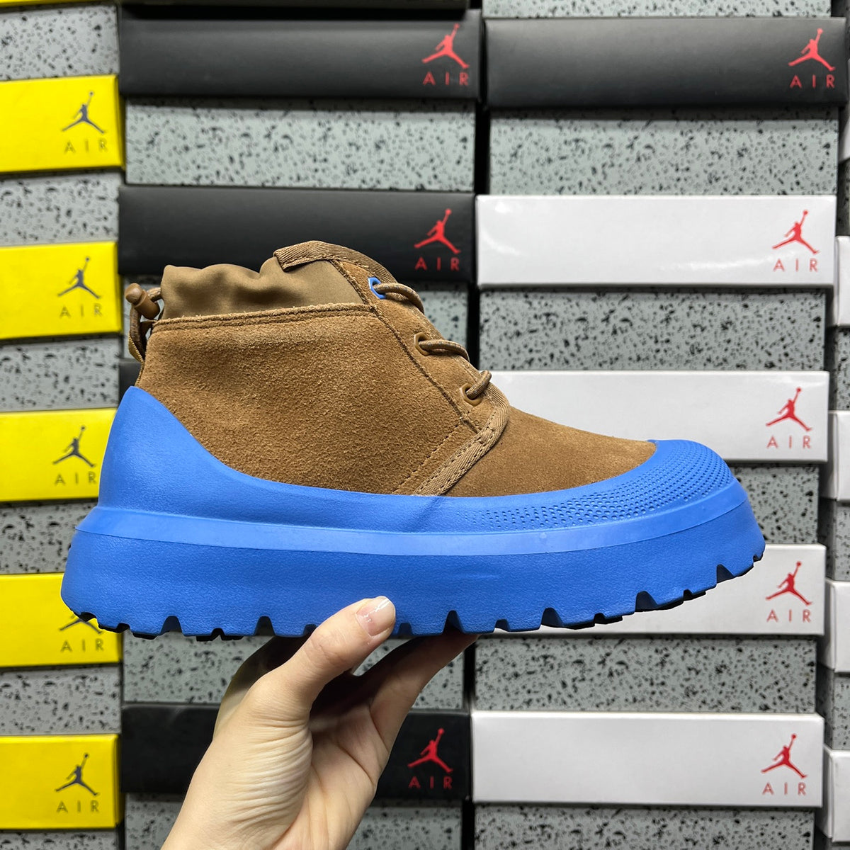 UGG Neumel Chunky-Sole Lace-Up Boots in Chestnut & Blue