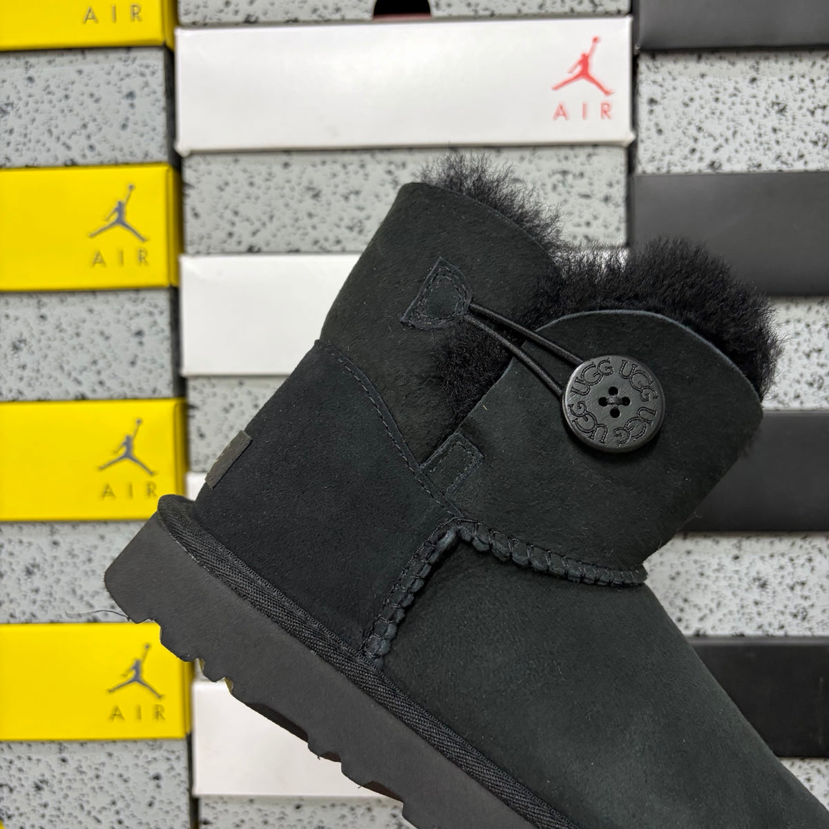 UGG Button-Detail Mid-Calf Boots in Black