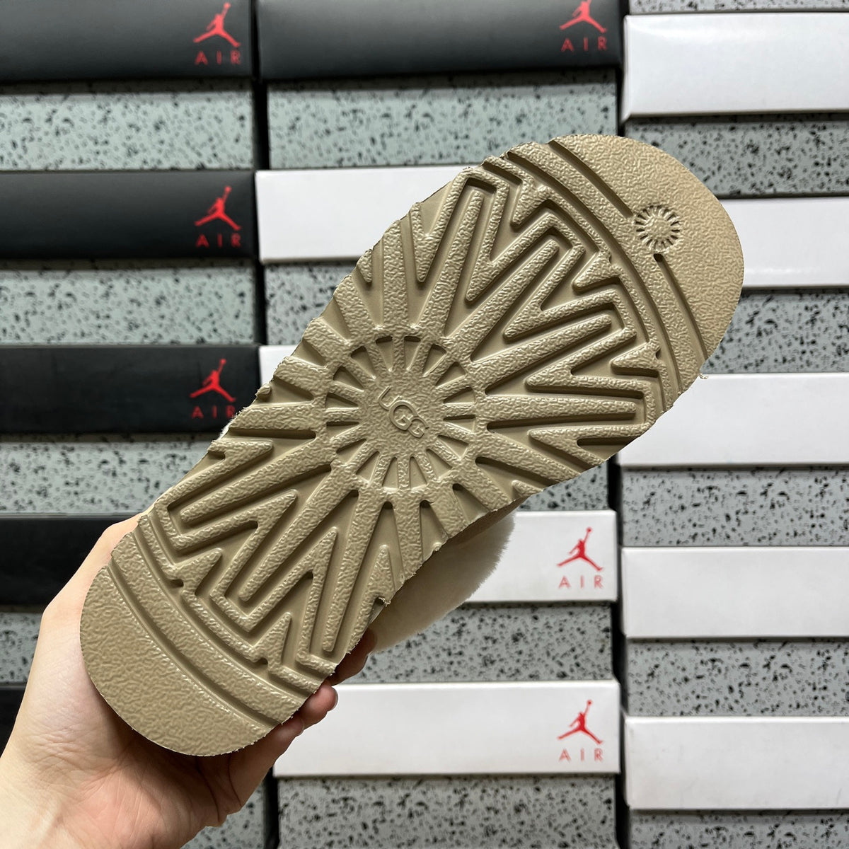 UGG Platform Slippers in Sand & Cream