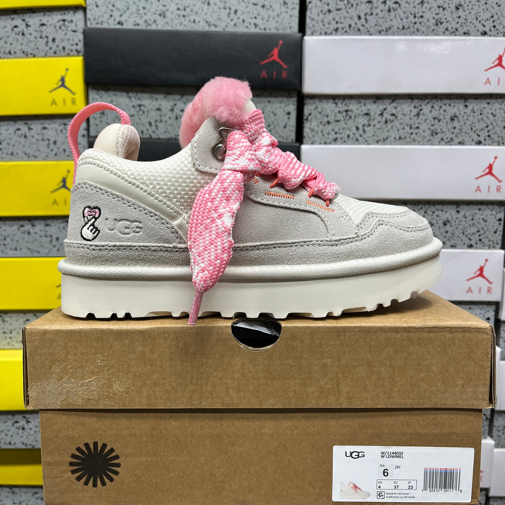 UGG Lowmel Lace-Up Shoes in White & Pink