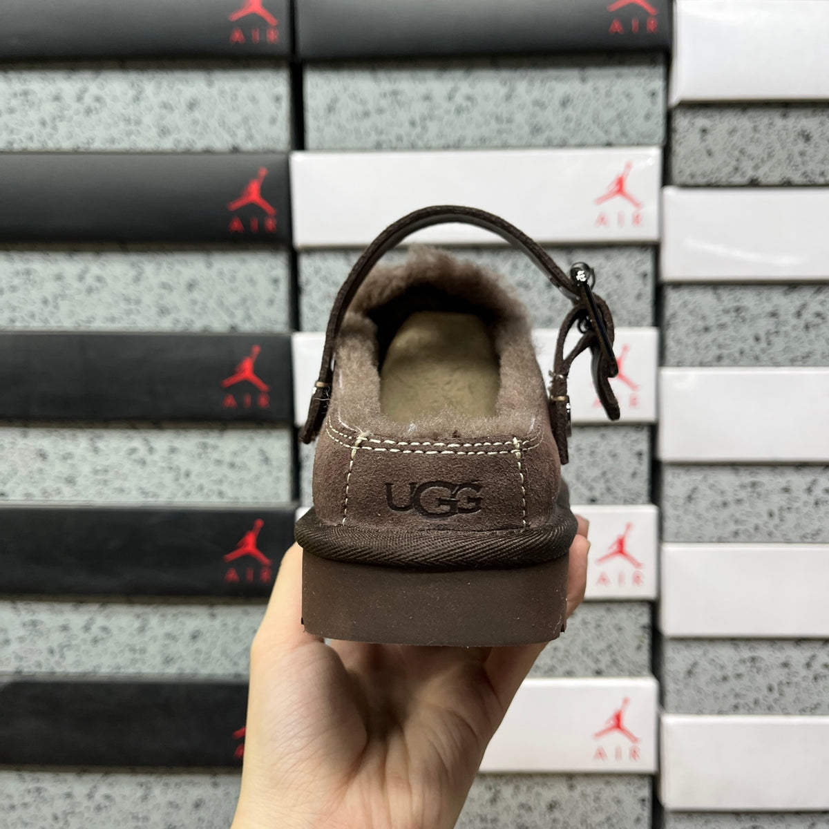 UGG Buckle-Strap Clogs in Dark Brown