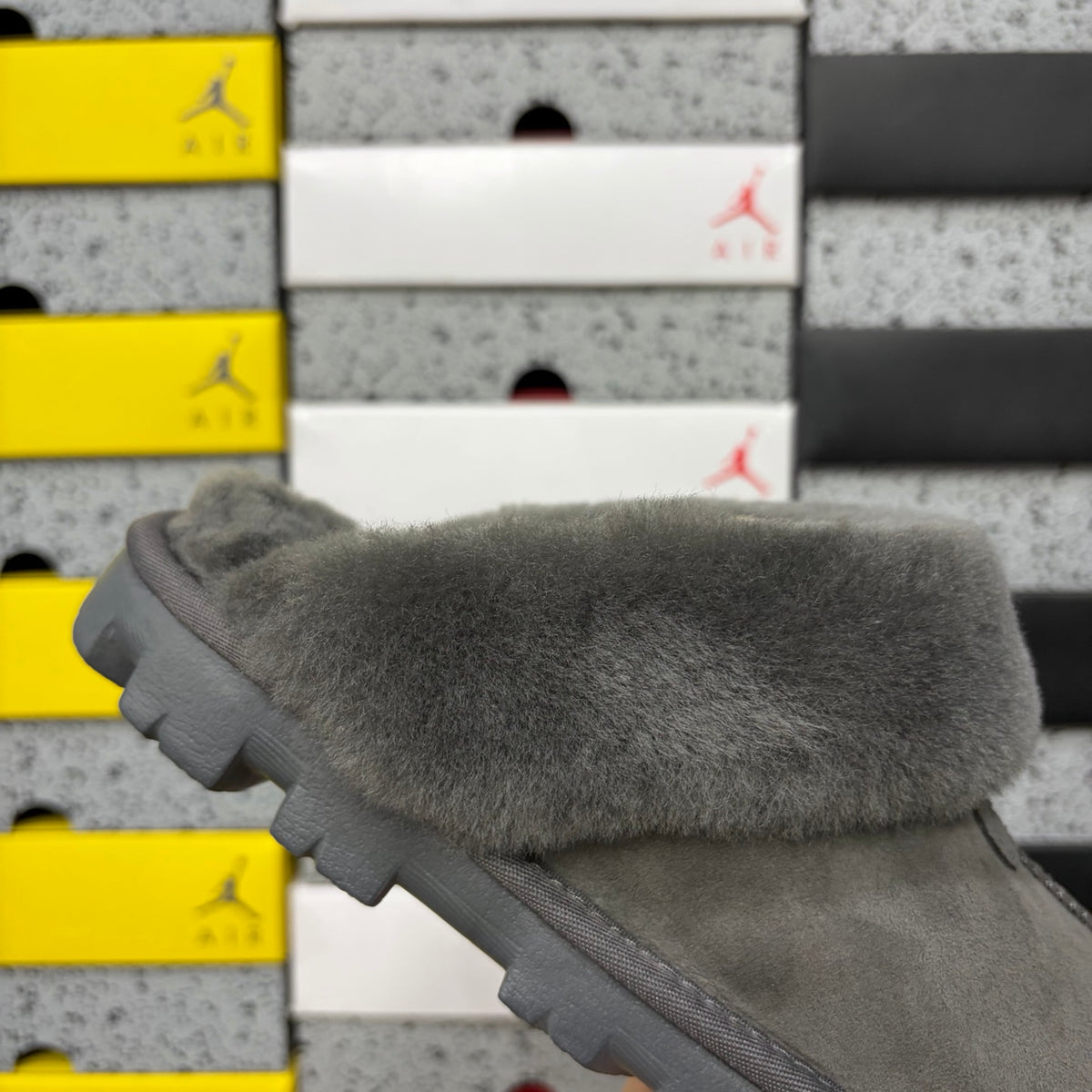 UGG Plush-Collar Mule Slippers in Grey – Style 5125