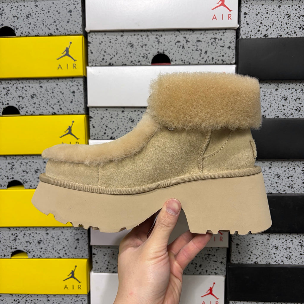 UGG Plush-Trim Platform Ankle Boots in Sand – Style W1171532