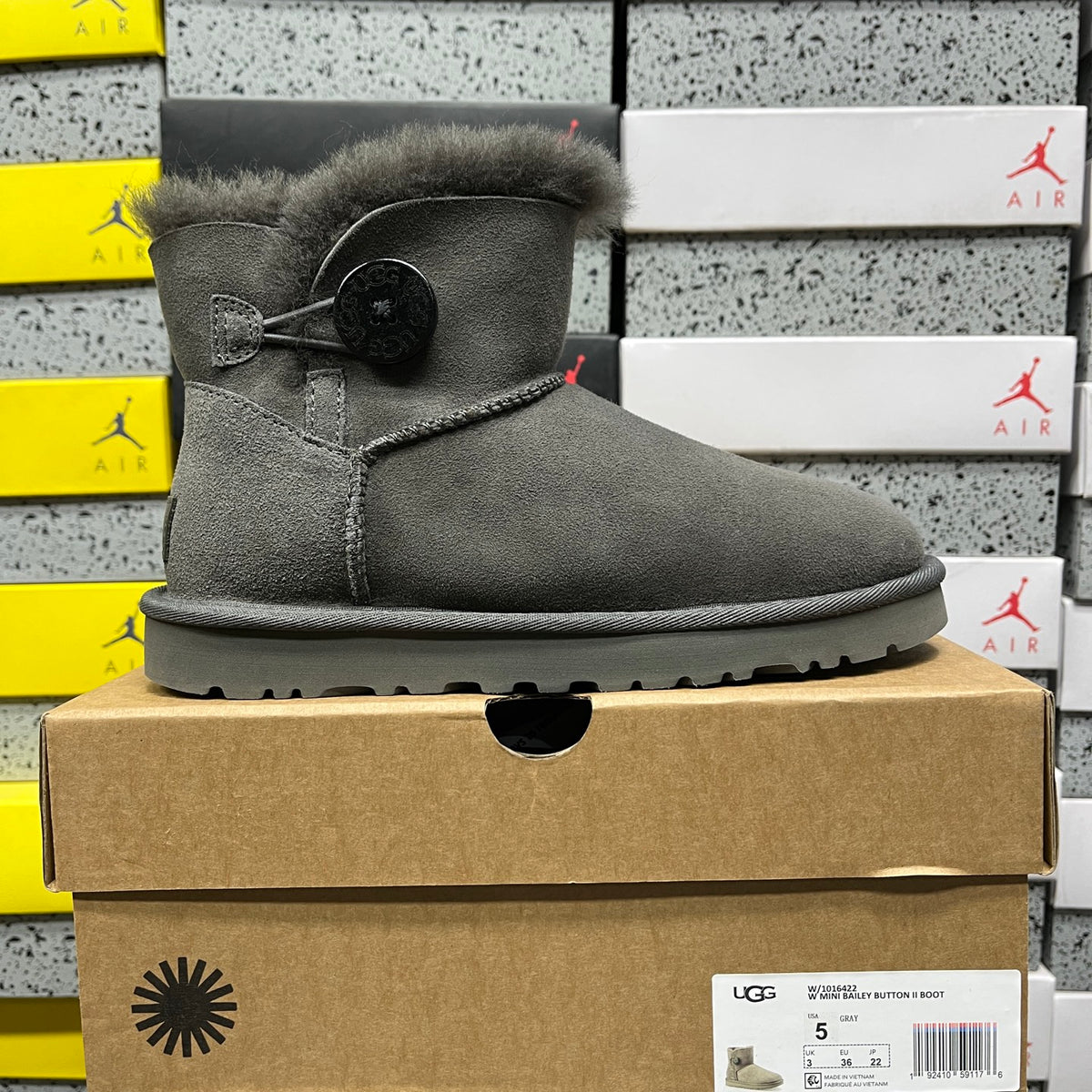 UGG Mini Bailey Button II Boots in Grey