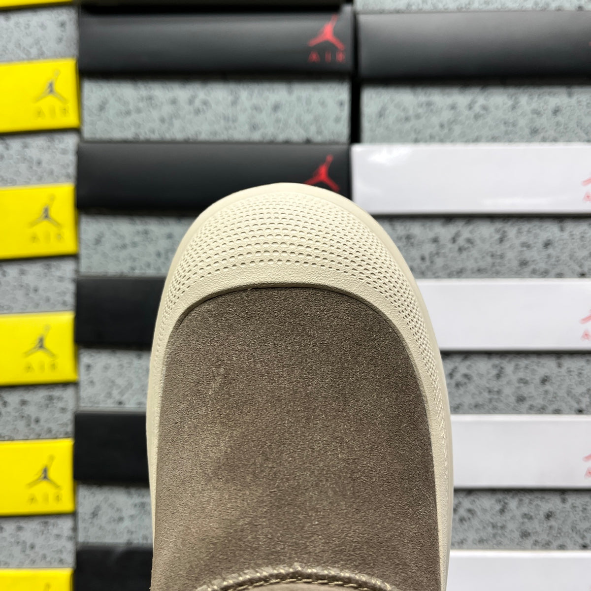UGG Chunky-Sole Slip-On Ankle Boots in Olive & Cream