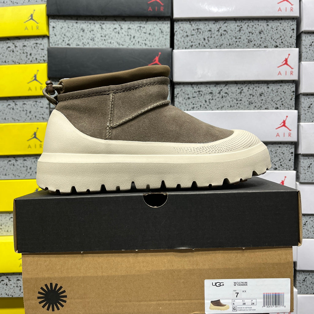 UGG Chunky-Sole Slip-On Ankle Boots in Olive & Cream