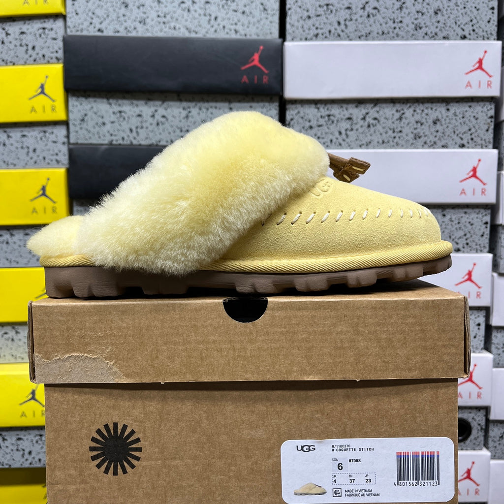 UGG Coquette Stitch Slippers in Soft Yellow