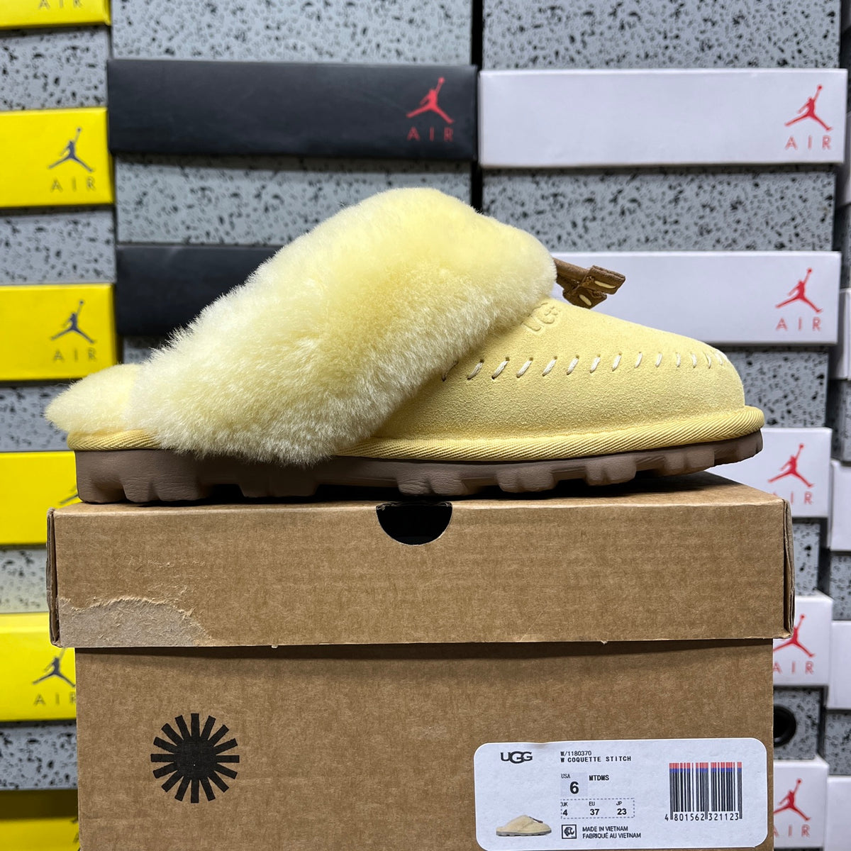 UGG Coquette Stitch Slippers in Soft Yellow