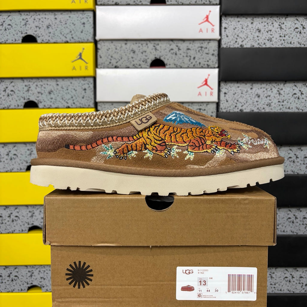 UGG Dragon & Tiger Embroidered Slip-On Shoes in Chestnut – Style 2553