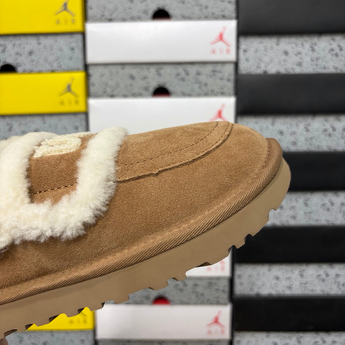 UGG Plush-Trim Mule Slippers in Chestnut – Style 5095