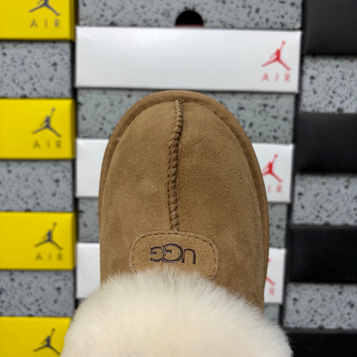UGG Plush-Collar Mule Slippers in Chestnut – Style 5125