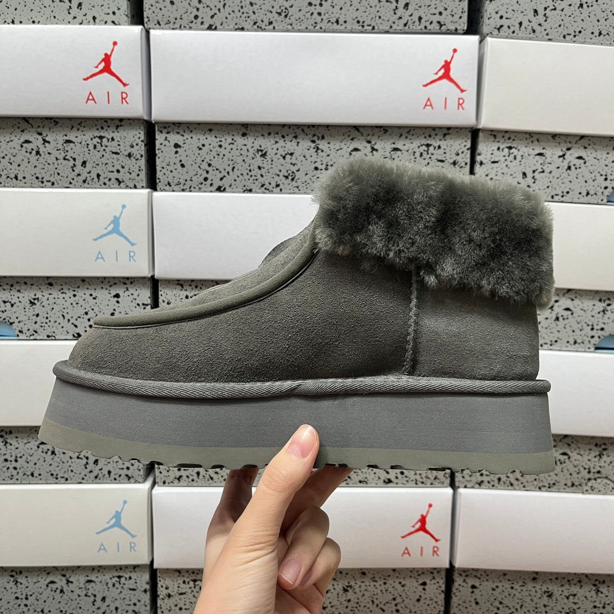 UGG Black Platform Ankle Boots with Plush Collar – Style 2551