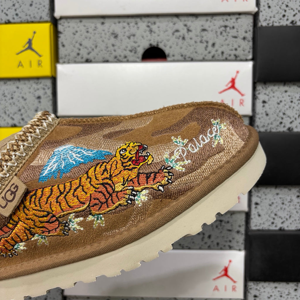 UGG Dragon & Tiger Embroidered Slip-On Shoes in Chestnut – Style 2553