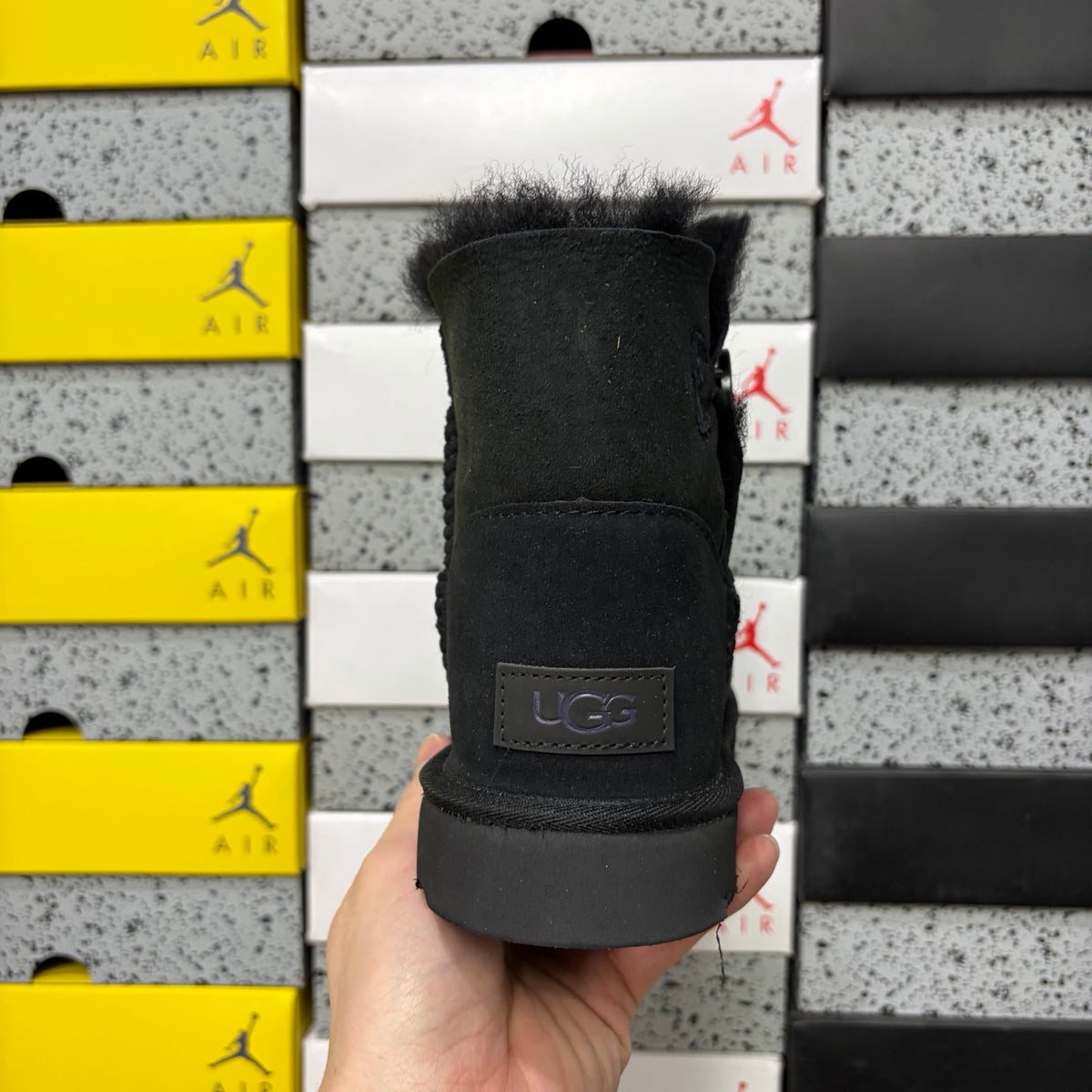 UGG Button-Detail Mid-Calf Boots in Black