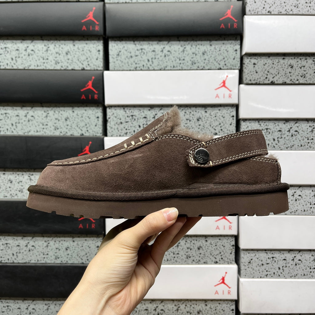 UGG Buckle-Strap Clogs in Dark Brown