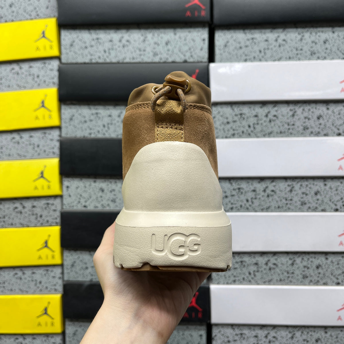 UGG Neumel Chunky-Sole Lace-Up Boots in Chestnut & Cream