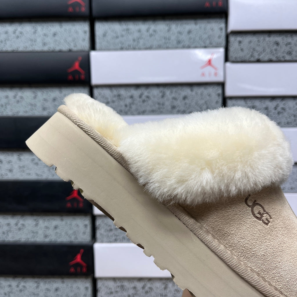 UGG Platform Slippers in Sand & Cream