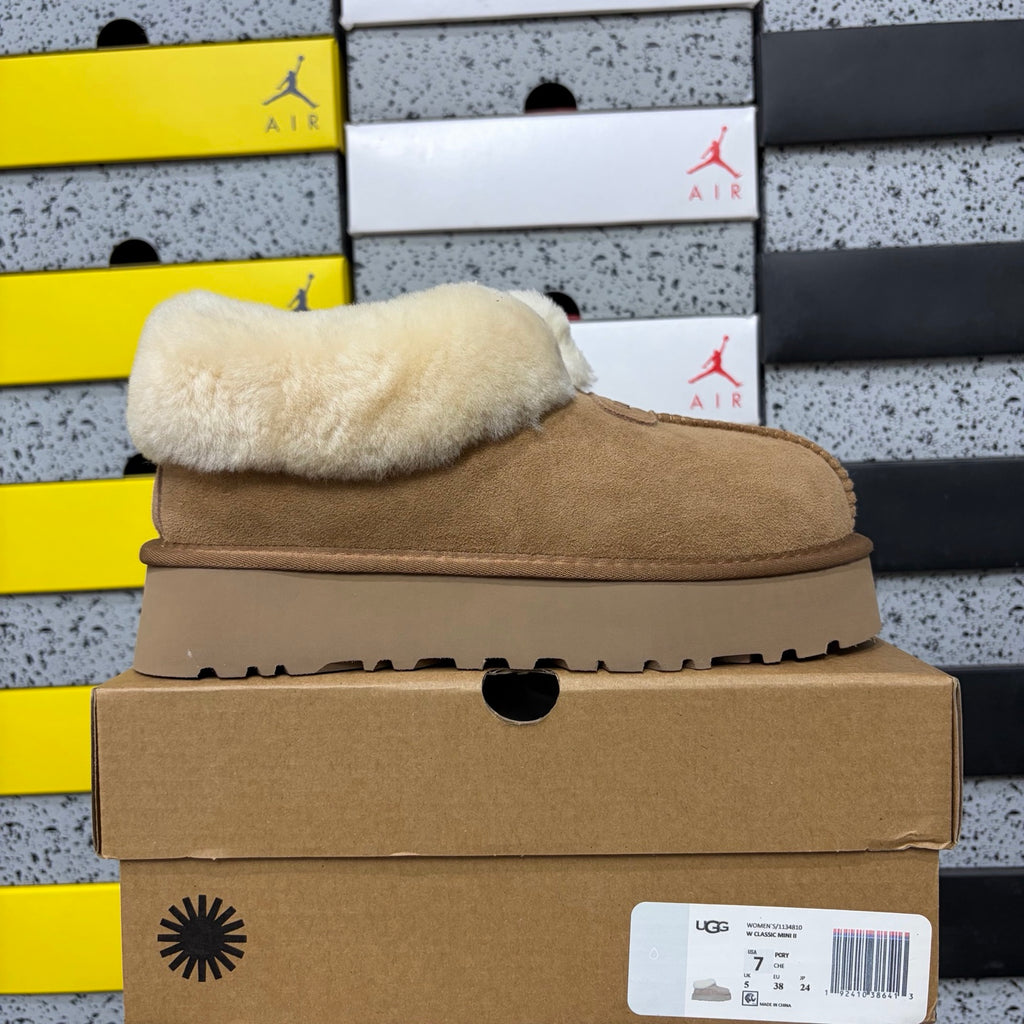 UGG Plush-Collar Slip-On Shoes in Chestnut – Style 4810-3
