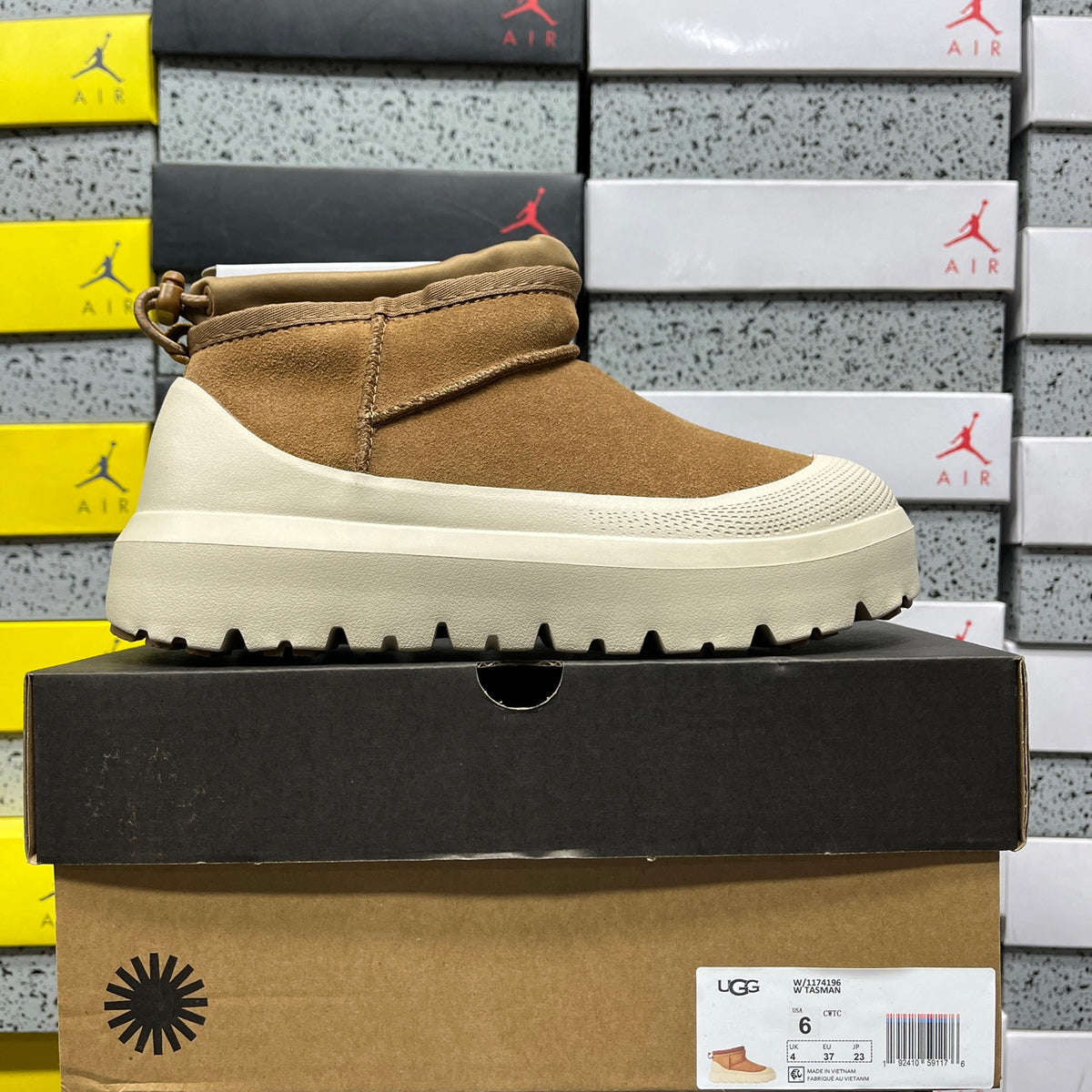 UGG Chunky-Sole Slip-On Ankle Boots in Chestnut & Cream